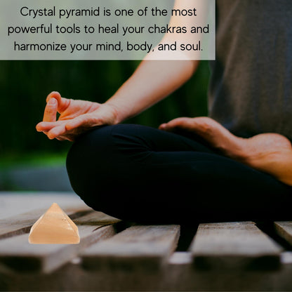 Amazing Gemstone Orange Selenite Pyramid Crystal Healing Stones - 1" Great Pyramid Figurine of Natural Stone Pyramid for Meditation, Reiki, Chakra Balancing and Crystal Pyramids Grid
