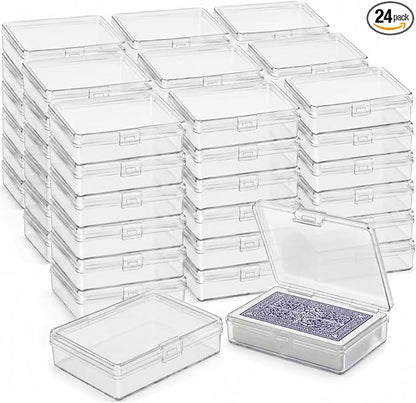 APACALI 24 Pack Card Deck Box, Clear Plastic Playing Card Case, 1.2mm Thick Snap-Tight Card Storage Box for Standard Playing Cards, Game Cards and Small Parts, 3.8 x 2.7 x 0.82 in