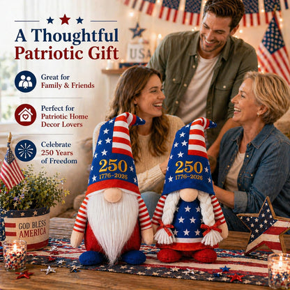 LEKSON 4th of July Decorations Patriotic Gnomes, 250 Anniversary USA Merchandise, Red White and Blue Independence Day Home Table Decor, 1776-2026 Indoor American Gnome Set of 2