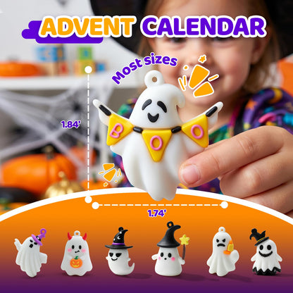 ONLYMISS Halloween Ghost Figures Party Favors Gifts, Goodie Bag Stuffer for Kids Boys Girls in Treat of Treating from Adult, Halloweens Exchange Gifts with 24 Pcs Collectible Ghost Figurines Toys