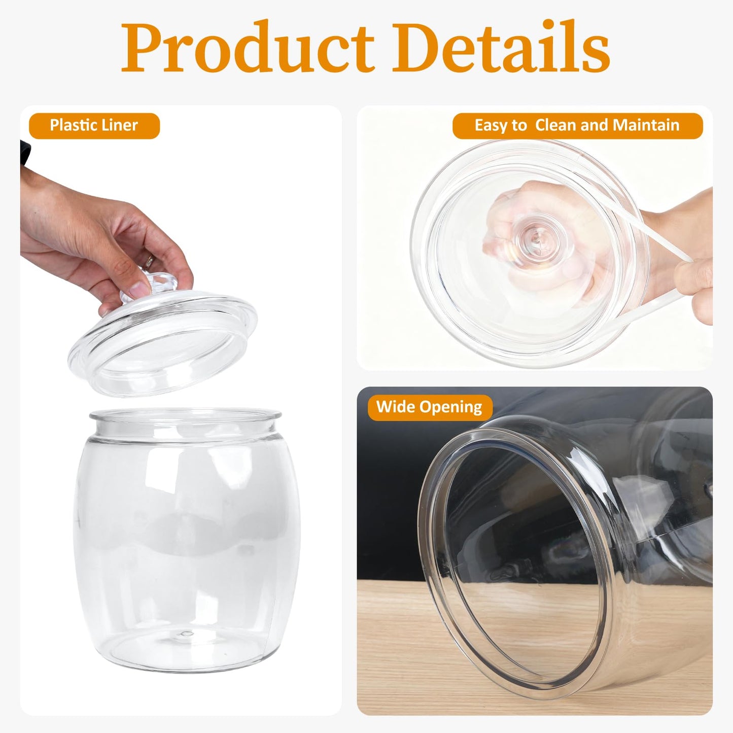 Dovesail 2 Pack 128 oz Candy & Cookie Jar Plastic Jars with Lids, Airtight Candy Jar Unbreakable, Decorative Kitchen Storage Jar, Clear Food Storage Canister for Pet Food