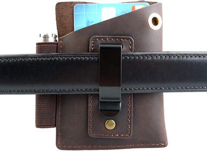 VIPERADE PJ12 Leather EDC Pocket Organizer for Belt, Multitool and Flashlight Holster, Leather EDC Holster with Pen Loop, EDC Leather Knife Sheath with Belt Clip