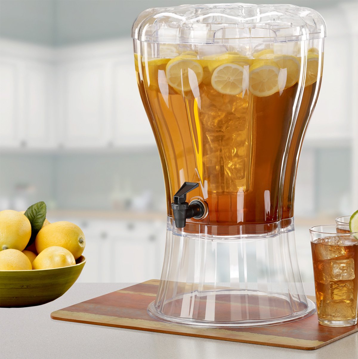 Buddeez 3.5 Gallon Beverage Dispenser with Stand - BPA-Free Tritan Drink Dispenser with Spigot, Ice Cone & Chalkboard Label for Parties, Weddings and Events