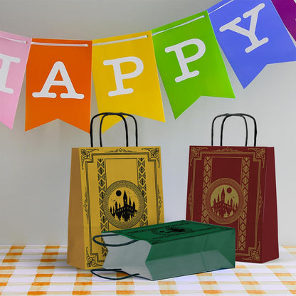 WEEPA 24 Pcs Magical Wizard Party Favor Bags Wizard School Paper Gift Bags with Handles Magical Goodie Bags for Birthday Party Decorations