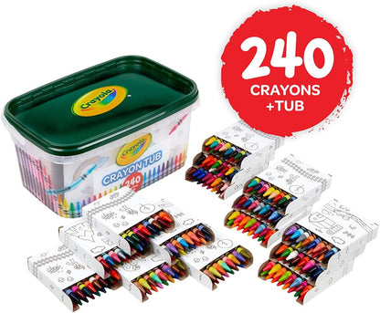 Crayola Crayon Tub (240ct), Bulk Crayons for Kids, Spring Craft Supplies, Classroom Coloring Gifts for Kids & Toddlers, Ages 3+ [Amazon Exclusive]
