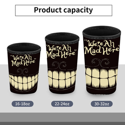 AUHIWDO 3 Pack Reusable Neoprene Insulator Sleeve for Iced Coffee Cups, Durable Drink Sleeve for Cold Hot Beverages Compatible with 16-32OZ Cute Black Tooth