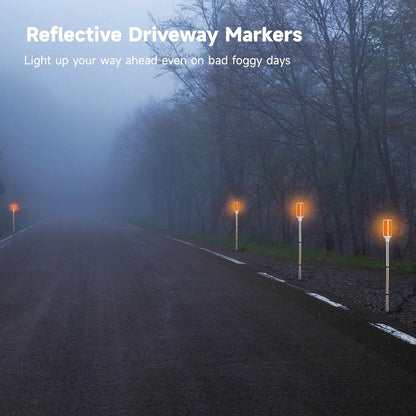Joyibay 5 PCS Solar Powered Driveway Markers, Solar Warming Landscape Lights, Solar Outdoor Driveway Lights, Landscape Driveway Reflectors on Poles for Snow Road Yard (Orange)