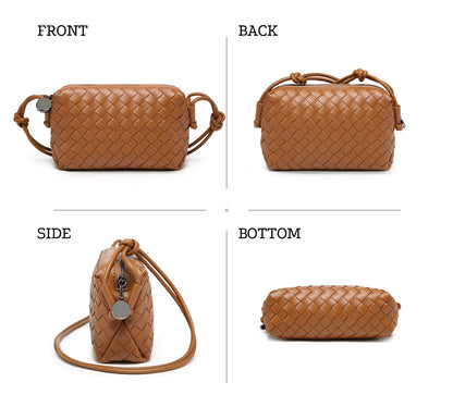 swinsack Small Woven Leather Crossbody Bag, Mini Crossbodybag for women,Vegan Leather Purse Clutch Shoulderbag Handbag
