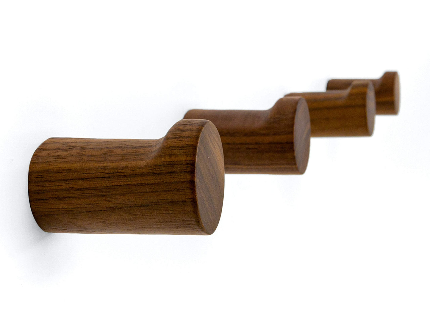 NAUMOO Natural Wooden Wall Mounted Hooks - Pack of 4 - Modern - Handmade Decorative Wood Pegs Minimalist for Hanging Hat, Coats (Black Walnut Wood)