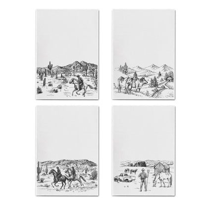 GICHUGI Western Cowboy Kitchen Towels Set - Vintage Riding Horse Cowboy Dish Towels for Kitchen Bathroom, Tea Hand Towels, Rustic Western Gifts, Set of 4 (16x24)