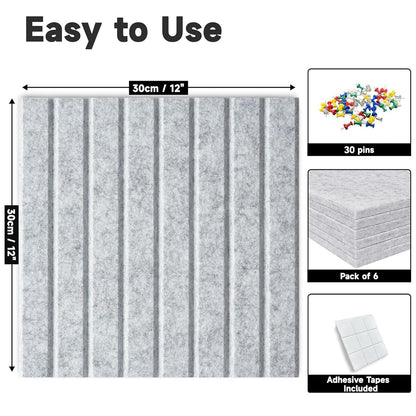 Yunihome Cork Board for Walls 36" x 24", 6 Pack Felt Bulletin Board Wall Tiles with 30 Push Pins for Home Kitchen School Office Wall DIY Decorative