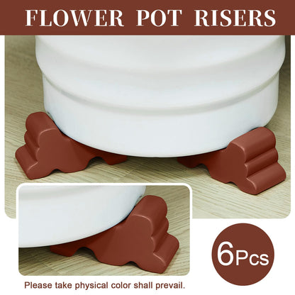 Kigeli 6 Pcs Resin Garden Pot Feet for Outdoor Planters 3 Inch Long 1.5 Inch Tall Flower Handmade Elevator Plant Feet Frost Proof Lifter for 14-20 in Pot(Brown)