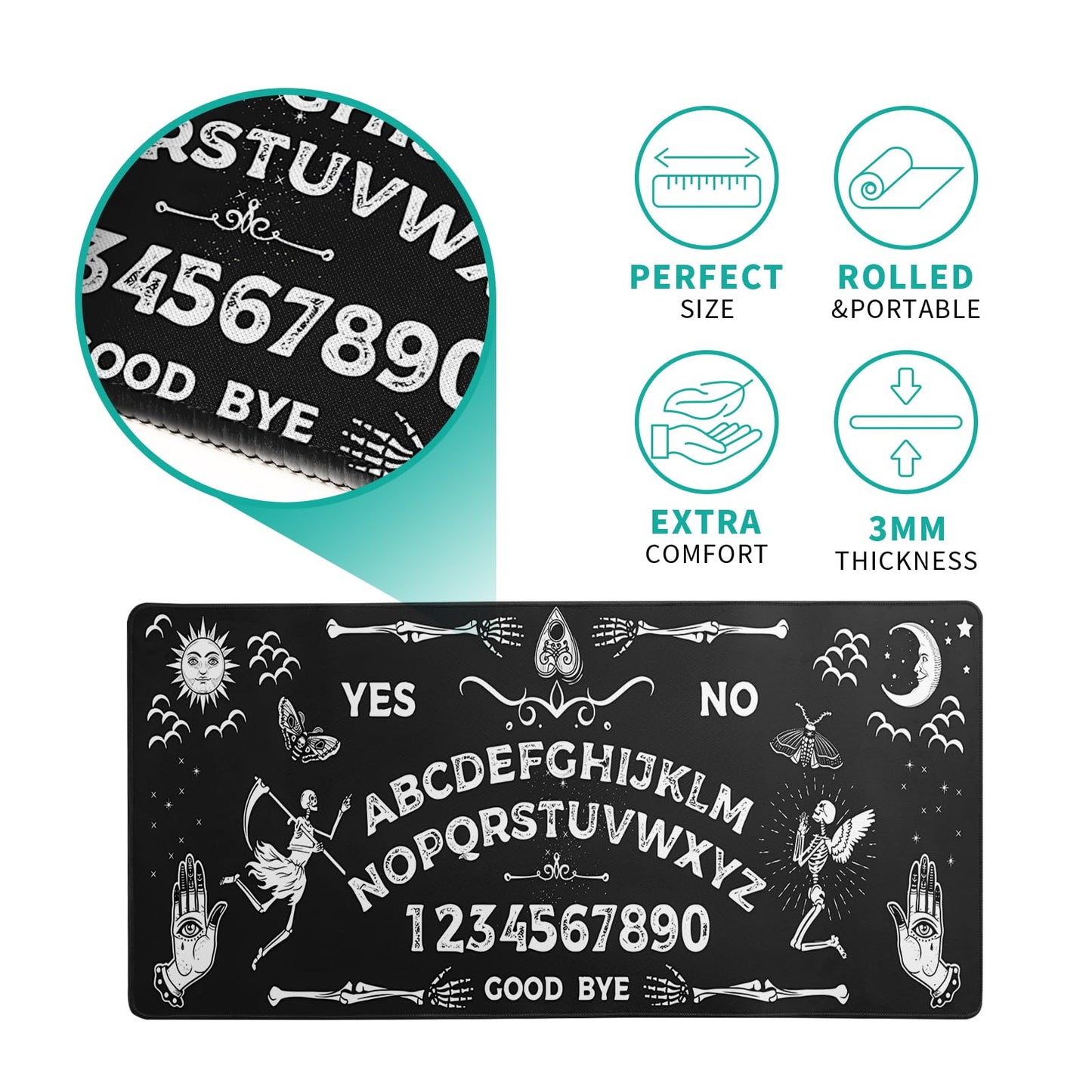 Mysterious Spirit Goth Gaming Mouse Pad 27.6x11.8 Inch Large Desk Mat Black Extended Pads Big Mousepad Non-Slip Rubber Base Keyboard Mat with Stitched Edges for Gaming Laptop Computer PC Desktop