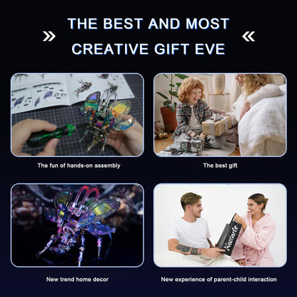 Mostarle Hercules Beetle 3D Metal Puzzle Kit for Adults, 418 PCS DIY Cyberpunk Mechanical Model with Fiber Optic Lights, Gradient Wings, Collectible Insect Building Kit Gift