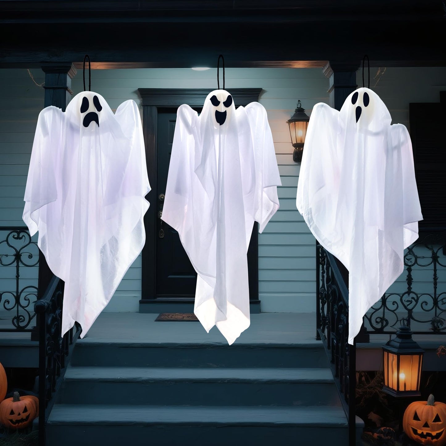 JOYIN 3 PCS Halloween Party Decorations 27.5" Hanging Ghosts, Cute Flying Ghosts for Front Yard Patio Lawn Garden Party Décor and Holiday Decorations