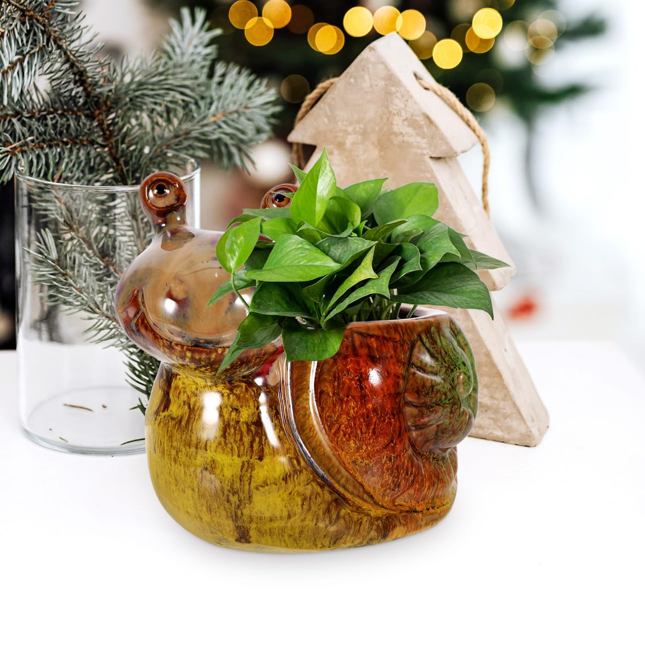 OFFSCH Snail Flowerpot Decorative Resin Planter 5.90X5.11X3.34In Indoor Outdoor Succulent Pot for Home Garden Balcony Tabletop Decor