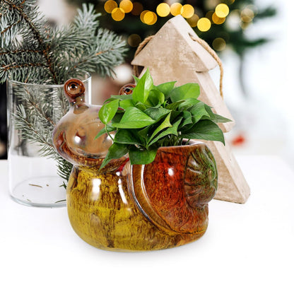OFFSCH Snail Flowerpot Decorative Resin Planter 5.90X5.11X3.34In Indoor Outdoor Succulent Pot for Home Garden Balcony Tabletop Decor