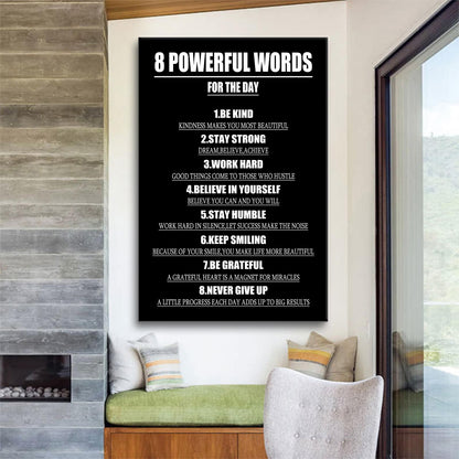 8 Powerful Words for The Day Success Quotes Poster Print Motivational Picture Painting Inspirational Canvas Wall Art for Modern Office Bedroom Living Room School Wall Decor Ready to Hang [24''Wx36''H]