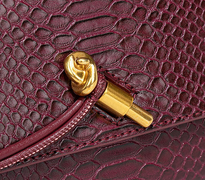 Beaguful Womens Fashion Leather Clutch Bag Crocodile Print Evening Handbag Crossbody Tote Bag Chocolate