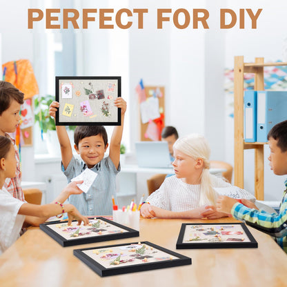 Teling 9 Pack Wood Bulletin Boards with Linen 12''x 16'' Cork Board for Walls with 90 Pushpin Decorative Wood Framed Display for School Office Home Decor (Black)