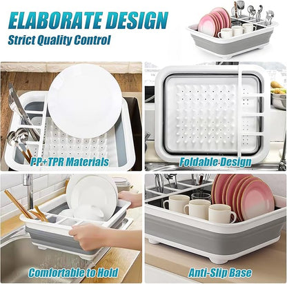 Collapsible Dish Drying Rack Portable Dish Rack for Kitchen RV Campers Travel Trailer - Space Saving Kitchen Storage Tray, Send Goods from Local Warehouse