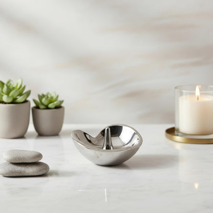 Nambé Heart Ring Holder – Sculptural Alloy Jewelry Dish with Vertical Post for Rings – Decorative 4.25” x 4.25” Heart-Shaped Trinket Bowl & Jewelry Organizer for Dresser, Vanity & Keepsake Display