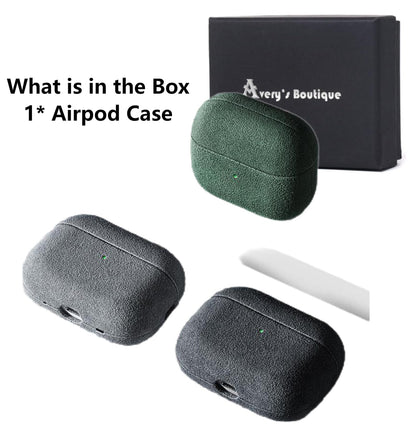 Suede Microfiber Leather Headphone Case – Full Wrap Handmade Cover for AirPods (Grey, Airpod pro)
