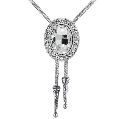 GelConnie Crystal Bolo Tie for Men Women Western Wedding Cowboy Tie Rhinestone Country Formal Necklace Adjustable Faux Leather Accessories