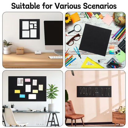Large Cork Board 28" x 19", 6 Pack Felt Bulletin Board with Pushpins, Cork Boards Alternative with Self-Adhesive Strips, Felt Wall Tiles Pin Boards for Walls Office Home School Decor-Black