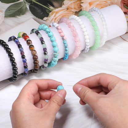 480pcs 8mm Natural Round Stone Beads Gemstone Crystal Loose Beads Smooth Bead for Bracelet Necklace Earring Jewelry Making Kit