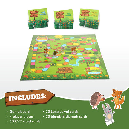 Melby Toys Word Seeds Phonics Game – Fun Reading & Board Games for Kids Ages 4-8, Learn to Read, CVC & Kindergarten Games