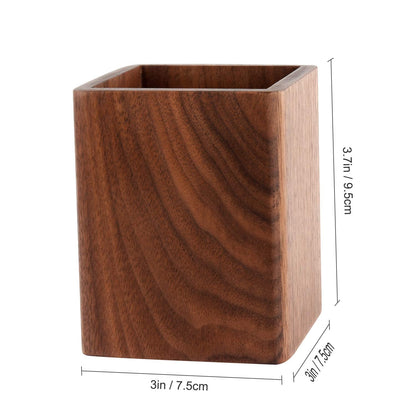 YOYAI Walnut Pencil Holder Wood Pen Holder For Desk Pen Cup Organizer Ofiice Pencil Stand Simple(Black walnut)