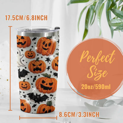 Onebttl Pumpkin Gifts for Women, Men, Cool 20oz Stainless Steel Skinny Tumbler with Lid & Straw, Unique Gift for Pumpkin Lovers - Halloween