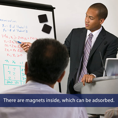 Favourde 48 Pack Magnetic Whiteboard Dry Erase Erasers Chalkboard Cleansers for Classroom, Home and Office (Black)