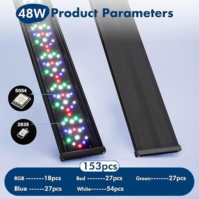 hygger Auto On Off Aquarium LED Light, 4 Mode Lighting Full Spectrum Fish Tank Light 24/7 Timer Colorful Fish/Sun/Nightlight/WRGB Cycle for Freshwater