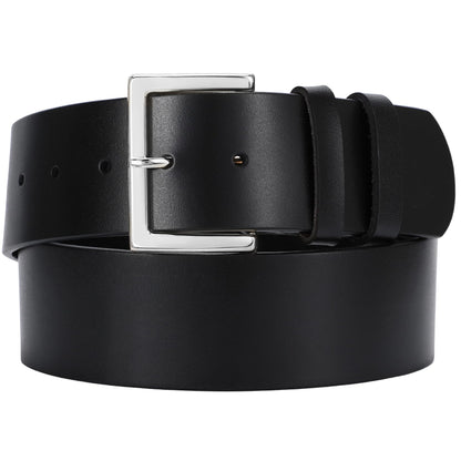WOWOGO Black Wide Leather Belt for Women Dresses 1.9" Fashion Thick Chunky Wide Waist Belt with Silver Buckle
