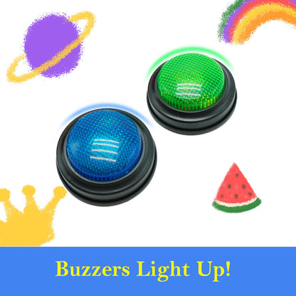 Gelabur 2-Pack Quiz Game Buzzers for Trivia Games, Answer Buzzers with Lights and Sound, Classroom Game Show Style Buzzer Buttons for Team Games