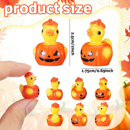 VioraWhite 50 Pcs Mini Resin Ducks Bulk Tiny Summer Themed Figurines Party Decor for DIY Miniature Landscape Birthday Gifts Aquarium Bonsai Potted Dollhouse Decor (Pumpkin)