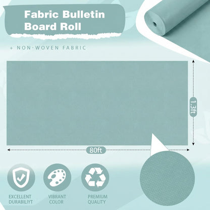 Breling 16 inch x 80 ft Fabric Bulletin Board Roll for Classroom Waterproof Non-Woven Fabric Background Roll Anti-Wrinkle Bulletin Board Background for Back to School Wall Decor DIY Craft(Teal)