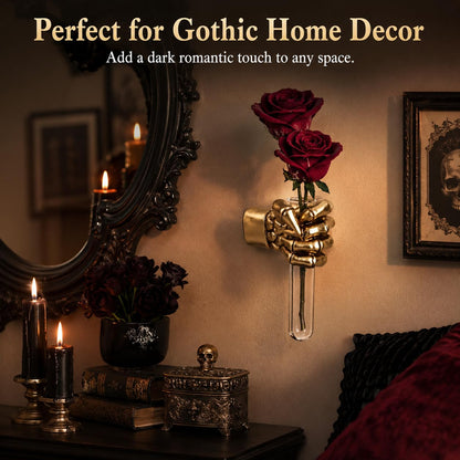 Halloween Wall Sculpture, Wall Mounted Creepy Skeleton Hands, Life-Sized Horror Skeleton Hands Decorations, Gothic Hanging Wall Art Sculpture,Unique Vase,Home Decor (Gold)