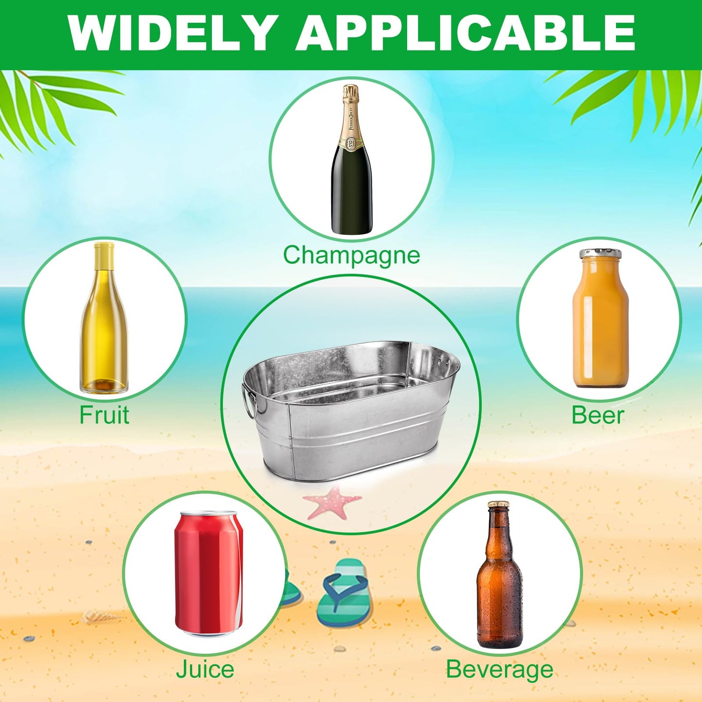 MIVIDE 4 Pack Galvanized Tub 3 Gallon Ice Bucket Large Metal Champagne Drink Bucket with Handles Galvanized Ice Buckets for Parties Mimosa Bar Cocktail Bar