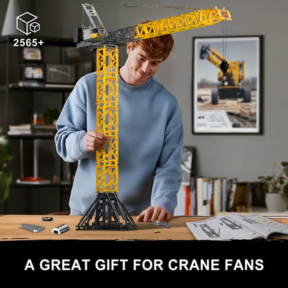 Mould King 17096 Luffing Jib Tower Crane Building Block Set, Large Technical Construction Vehicles Crane Truck Model with Motors/APP Remote Control, Collectible Set for Adults & Teens 14+ Gift (2565+)