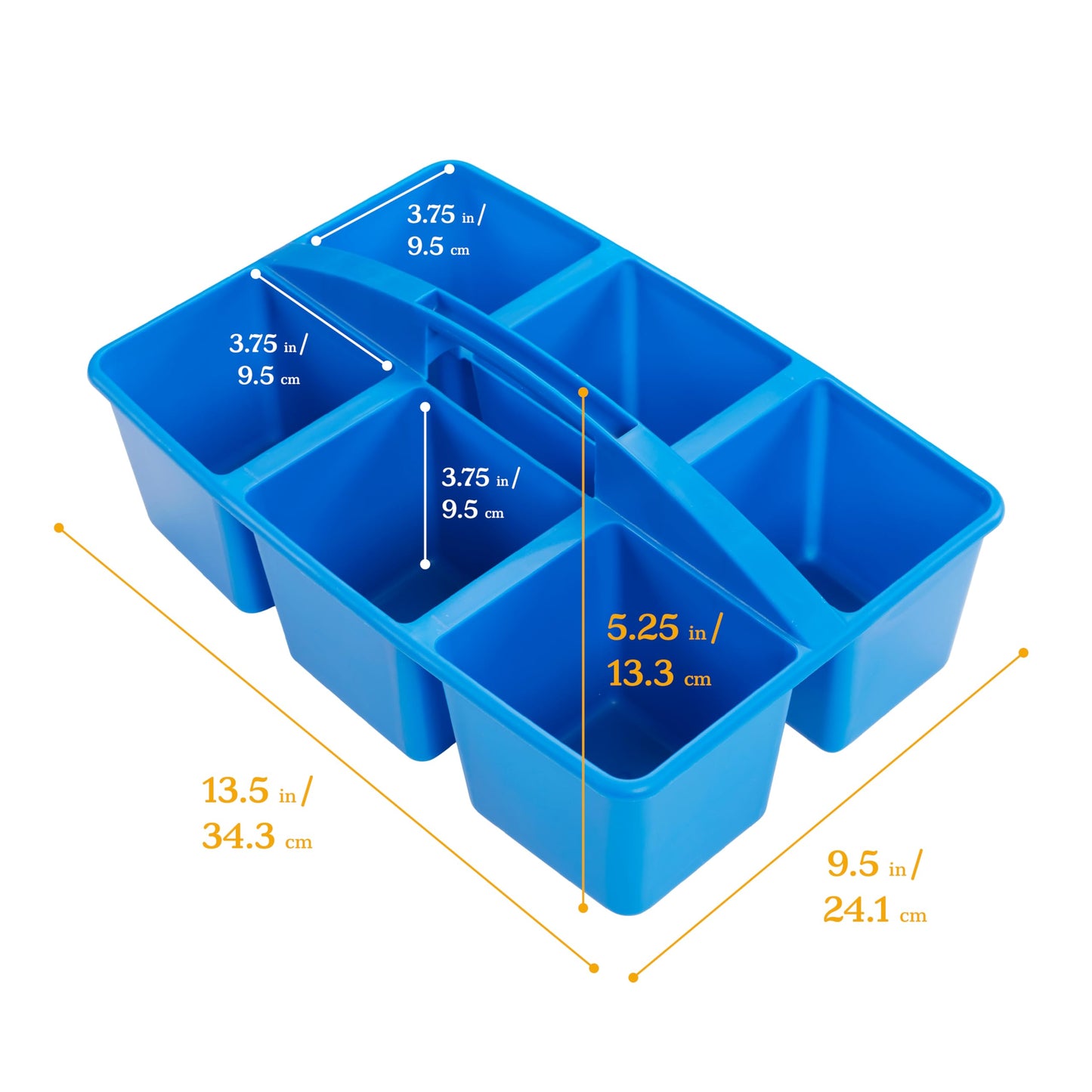 ECR4Kids 6-Compartment Large Plastic Caddy, Multipurpose Organization, Primary, 6-Pack