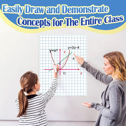 Aizweb Giant Magnetic Graph Paper,Dry Erase Grid Graphing for Classroom Whiteboard Accessories,Chart Paper Teacher Must Have Homeschool Teaching Supplies,Teacher Essential,21.5" x 16.5"
