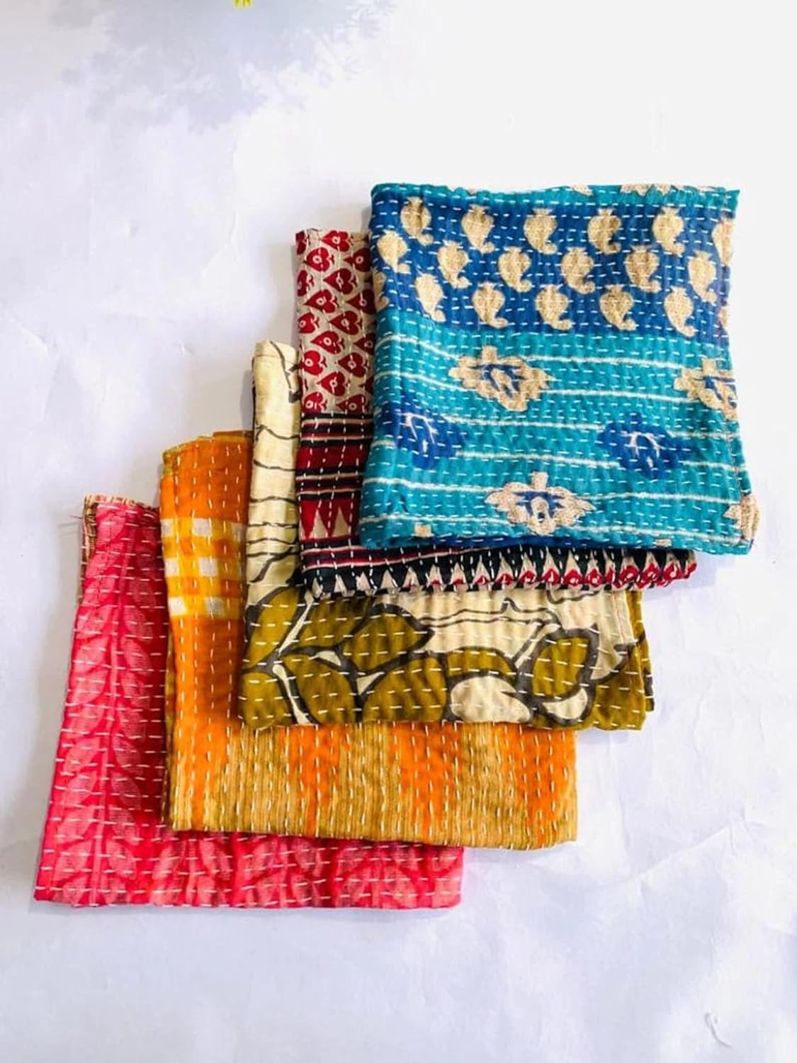 Marubhumi Cotton Cloth Napkins Multicolor, Washable, Reusable, Soft & Absorbent for Dining & Everyday Use - 16 x 16 Inches - Pack of 10