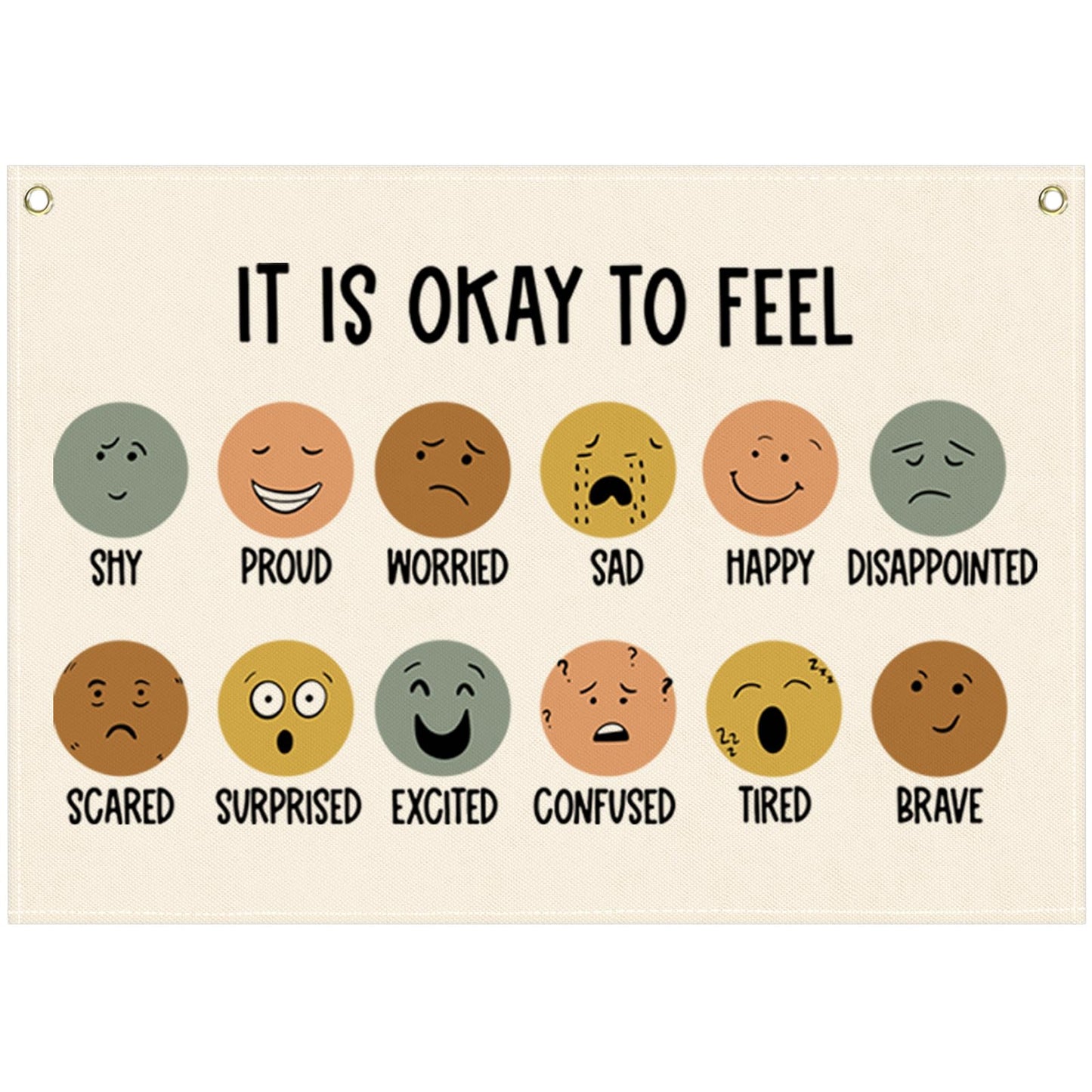 Classroom Wall Decor-Teacher Gift-Nursery Decor-Rectangular Banner Flag Wall Decor for Reading Room-Positive Growth Mindset Mental Health Quotes for Baby Kids Girl Boy-It is Okay to Feel-28.5"L×20"W