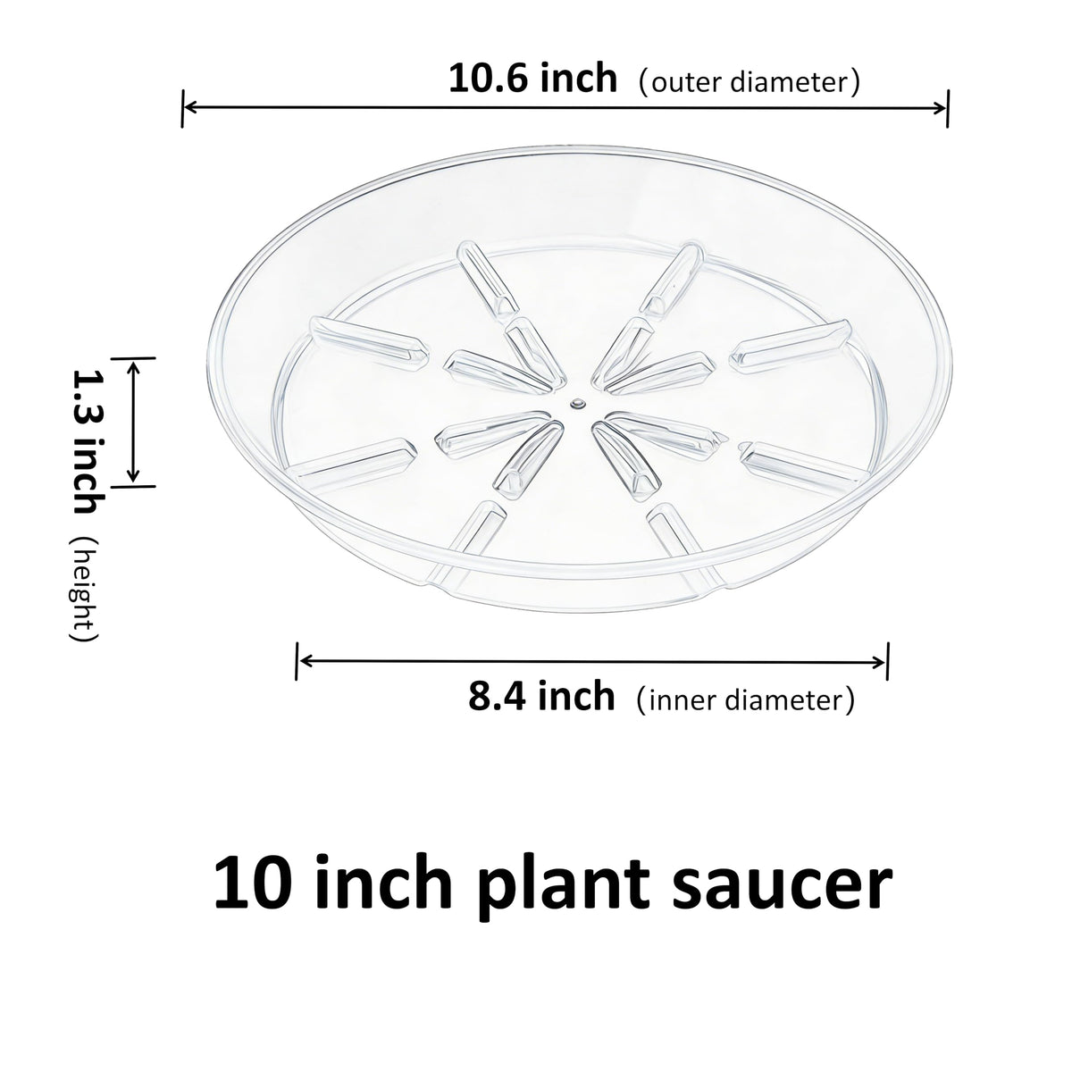 Grjoprt 2 Pack of Plant Saucers 10 Inch, Thick Durable Plastic Plant Drip Trays for Indoors Outdoors, Flower Pot Saucers Water Catcher Tray for Planters, No Holes Drainage Trays (White)
