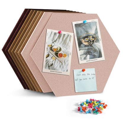Uoisaiko 8 Pack Hexagon Felt Bulletin Board Tiles - 12" Large Thick Pin Board for Walls with 30 Push Pins, DIY Boards for Office Home School Decor, Aesthetic Hex Cork Board Alternative