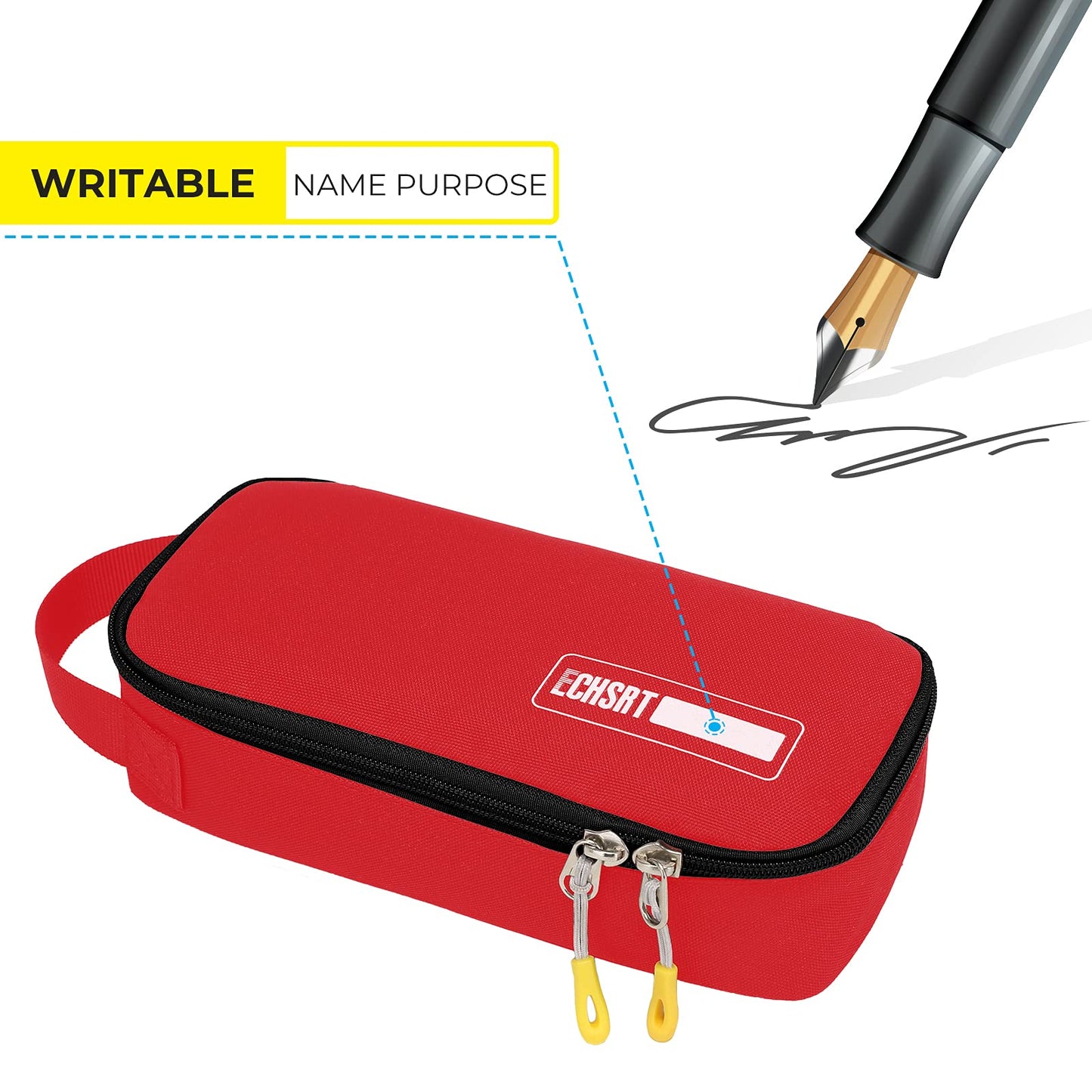 ECHSRT Large Pencil Case, Aesthetic Pen Pouch with Big Capacity, Minimalist Portable Stationery Bag with Handle for Office Organizer Red Pencil Cases