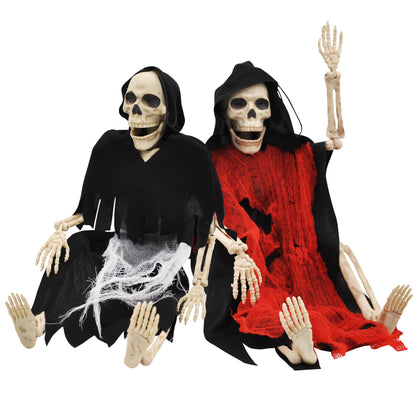 JOYIN 2PCS 16" Scary Halloween Decorations Halloween Skeletons Full Body Poseable Skeleton